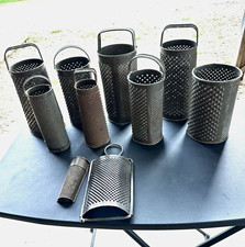 Man City Vintage Metal Cheese Grater Set of 10 Silver Cylindrical w/ Handles picture