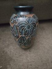 Folk Art Pottery Vase Tropical Jungle with Toucans and Floral picture