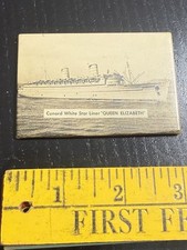 Cunard White Star Liner Queen Elizabeth Old Vintage Antique Pocket Hand Mirror picture
