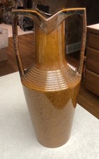 Grecian Amphora Egyptian Revival Vase – Art Deco Brown Pottery – 4688P  14 1/2” picture