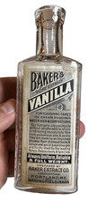 Antique Baker’s Pure Extract Vanilla Bottle Label Portland Maine Springfield MA picture