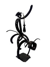 Vintage Western Folk Art Cowboy Bull Rider Iron Sculpture Handmade 14