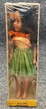 Vtg Malama Hawaiian Hula Doll 11.5