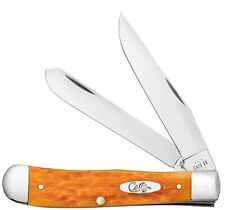 CASE XX KNIVES USA ORANGE PERSIMMON BONE TRAPPER KNIFE CHRISTMAS BLOWOUT PRICE picture