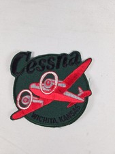 Vintage Cessna Aircraft Embroidered Patch - Wichita Kansas Twin Engine Red Green picture