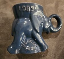 1985 Frankoma Pottery Mug - GOP Republican Elephant - Reagan/Bush Dark Blue picture