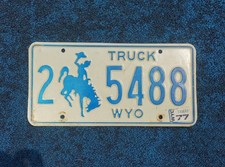 1977 Wyoming Truck License Plate picture