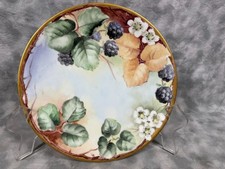 1890s Atq Limoges France Hand Painted Plate Blackberries SIGNED Gilt D&Co picture