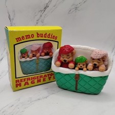 Vintage Three Bears Family Sleeping Memo Buddies Refrigerator Memo Magnets Set picture