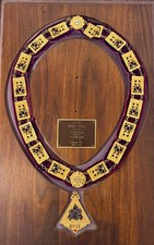 Vintage BPOE Exalted Ruler Medal Elks Lodge Burbank #1419 Collar on wall plaque picture