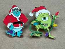 Monsters Inc Disney/Pixar Mike & Sully Christmas Pins 2003 WDW Excellent Cond picture
