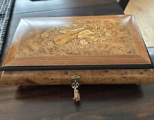 Italian Vintage Inlaid Wood Jewelry/Music Box Pristine Condition. Locks With Key picture