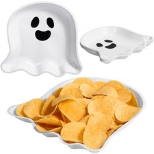 Sawysine 24 Pcs Halloween Pumpkin Serving Trays Plastic Large, White picture