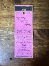 H450 Christofer Columbus Club Greensburg Pennsylvania Vintage Matchbook Cover picture
