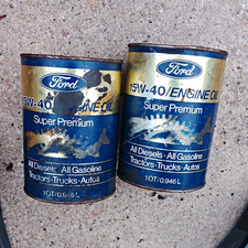 Vintage FORD Super Premium 15w-40 Engine Oil Full Qt. Can picture