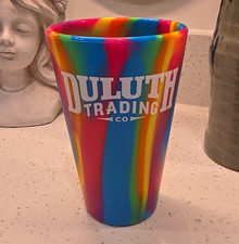 Duluth Trading Co Silipint Silicone Pint Glass 16oz Rainbow Tie Dye Unbreakable. picture