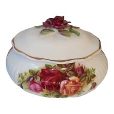 VTG Royal Albert Old Country Roses Porcelain Lidded Floral Trinket Dish England picture