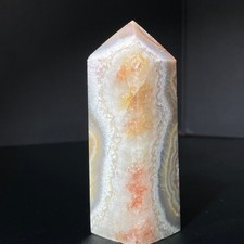 144G Rare  Mexican agate obelisk Shi Ying crystal tower point aura decoration picture