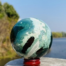301g Natural Aquatic Plant Agate Ball Quartz Aura Treatment Point Healing picture