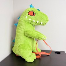 Nickelodeon Rugrats Reptar Plush Backpack Large Green Dinosaur Bag Retro RARE picture