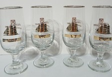 Vintage special Export house Of Heileman set of 4 Beer Glasses gold Rim7