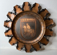 Vintage Copper Wall Hanging Plate Curled Edges Made in Spain Ostroda picture