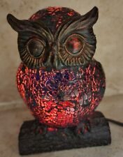 Vintage Mosaic Crackle Glass Night Owl Lamp Decorative Light Resin Base - 6.5