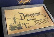 Disneyland 50th Anniversary Glass Tray Replica of First Day Ticket Roy O. Disney picture