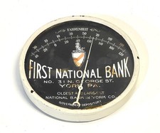 Antique First National Bank York Pennsylvania Advertising Wall Thermometer picture