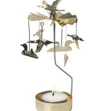 Anglaspel Loon Bird Rotary Tealight Candle Holder NIB Sweden Metal picture