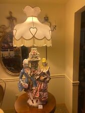 Capodimonte Large Italian Figurine Porcelain Lamp with Fringed Shade picture