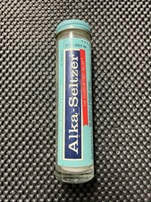 Empty Vintage Alka-Seltzer Glass Bottle 25-Tablets Tube With Tin Cap picture