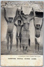 Sierra Leone Freetown Boys Carrying Water - c1910 Africa Antique Postcard picture