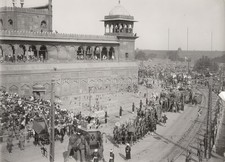 Delhi Durbar Royal Elephant Procession Parade Crowd India Vtg. Photo 19thC. picture