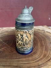 Gerz West Germany Vintage Lidded Beer Stein with Pewter Lid Man and Woman picture