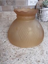 Vintage Frosted Amber Glass Lamp Shade Diamond Cut Design picture