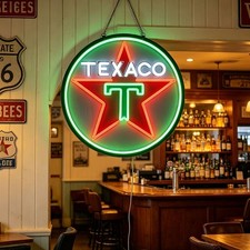 US STOCK Texaco Motor Oil Gasoline Dimmable LED Neon Sign 16