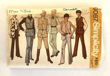 Vtg 70s Simplicity Pattern 9087 Pre Teen Boys Vest & Pants Size 18 Disco UNCUT picture