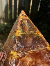Beautiful hand sculpted Orgonite Kundalini Resin Pyramid Peach Moonstone Unakite picture