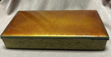 Vintage 1940s EVANS ELEGANCE Hand Enameled Brass Hinged Jewelry Keepsake  Makeup picture