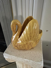 Vintage Gonder Pottery Swan Bird Figurine Dish/Planter Ceramic Swan Figurine picture
