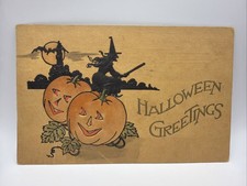 Vintage/ Antique 1911 Halloween Greeting Postcard • Gibson Art Co. Witch Pumpkin picture