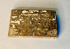 Antique 19th C Gilt Decorated Wood Snuff Box Hinged Tobacco Box picture