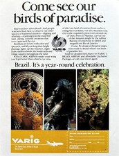 1987 BRAZIL & Varig AIRLINES Come See Our Birds of Paradise CARNIVAL PRINT AD picture