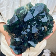 8.8lb NATURAL Green Cube FLUORITE Quartz Crystal Cluster Mineral Specimen picture