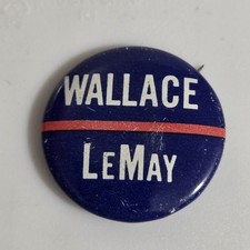 Vintage 1968 George Wallace LeMay Presidential Campaign Pinback Button picture