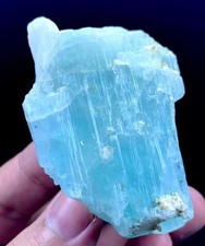 Natural sky blue Aquamarine crystal specimen, March Birthstone 123 gram picture