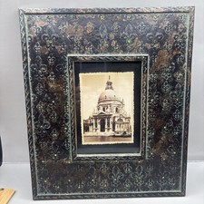 Vtg Fleur De Lis Detailed Wood 5x7 Photo Frame Picture 11 3/8”x13 3/8” Italy picture