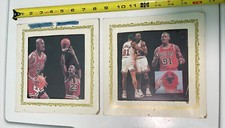 (2) Vintage Chicago Bulls Carnival Glass Prizes Michael Jordan Dennis Rodman 6x6 picture