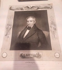 Antique 1840 William Henry Harrison Engraving Political President  By AG. Hoit picture